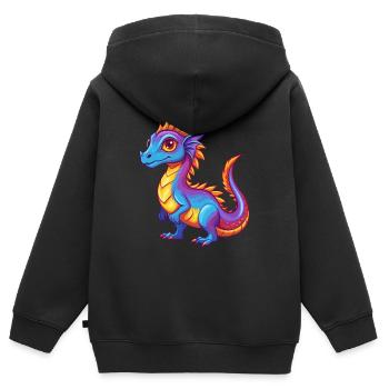 Basilisk Bunte Kawaii Cartoon Figur Clipart - Kinder Premium Organic Zip Hoodie - Schwarz - Hinten - AI Model Kid Male (0cm)