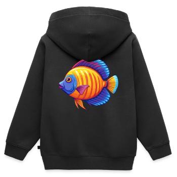 Kaiser Kaiserfisch Bunte Kawaii Cartoon Clipart - Kinder Premium Organic Zip Hoodie - Schwarz - Hinten - AI Model Kid Male (0cm)