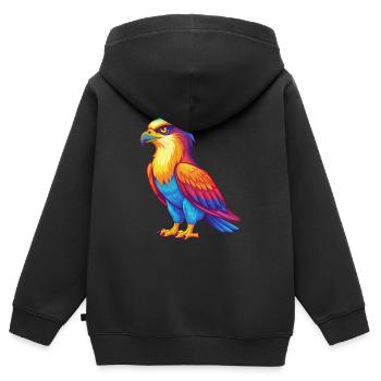 Fischadler Bunte Kawaii Cartoon Figur Vogel - Kinder Premium Organic Zip Hoodie - Schwarz - Hinten - AI Model Kid Male (0cm)