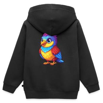 Kuckuck Bunt Kawaii Cartoon Figur Vogel - Kinder Premium Organic Zip Hoodie - Schwarz - Hinten - AI Model Kid Male (0cm)