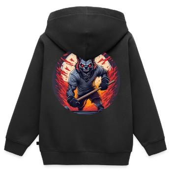 Effrayant Halloween Party Costume Werewolf Field - Sweat Premium à capuche zippé enfant bio - noir - Dos - AI Model Kid Male (0cm)