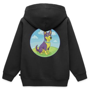 Australischer Kelpie Hund Niedliches Kawaii Cartoon Tier - Kinder Premium Organic Zip Hoodie - Schwarz - Hinten - AI Model Kid Male (0cm)
