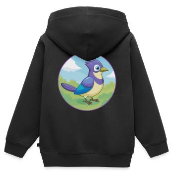 Jay Vogel Niedlich Kawaii Cartoon Clipart Tier Haustier - Kinder Premium Organic Zip Hoodie - Schwarz - Hinten - AI Model Kid Male (0cm)