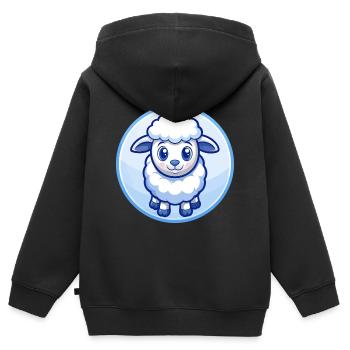 Schaf Blau Kawaii Cartoon Figur Clipart Haustier - Kinder Premium Organic Zip Hoodie - Schwarz - Hinten - AI Model Kid Male (0cm)