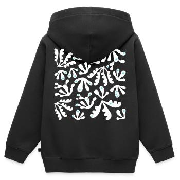 Abstrait Corail L Blanc Bleu Pois - Sweat Premium à capuche zippé enfant bio - noir - Dos - AI Model Kid Male (0cm)