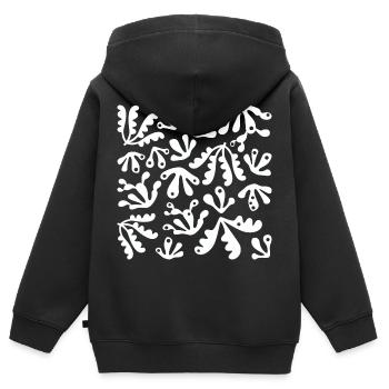 Abstrait Corail L Blanc - Sweat Premium à capuche zippé enfant bio - noir - Dos - AI Model Kid Male (0cm)