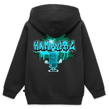 Graffiti à Hambourg - Sweat Premium à capuche zippé enfant bio - noir - Dos - AI Model Kid Male (0cm)