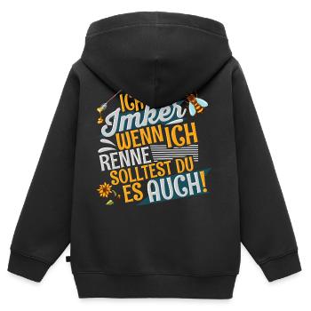 Imker - Kinder Premium Organic Zip Hoodie - Schwarz - Hinten - AI Model Kid Male (0cm)