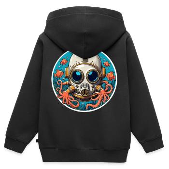 Diving helmet with fish and octopus at the bottom of the sea - Kids Premium Organic Zip-up Hoodie - black - Back - AI Model Kid Male (0cm)