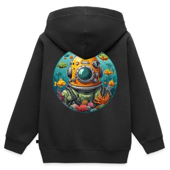 Diving helmet with fish on the bottom of the sea - Kids Premium Organic Zip-up Hoodie - black - Back - AI Model Kid Male (0cm)