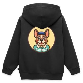 Braque Saint Germain Chien Race Dessin Animé Kawaii Pet - Sweat Premium à capuche zippé enfant bio - noir - Dos - AI Model Kid Male (0cm)