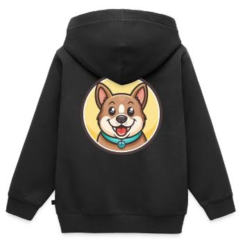 Chippiparai Hunderasse Lustiger Cartoon Kawaii Clipart - Kinder Premium Organic Zip Hoodie - Schwarz - Hinten - AI Model Kid Male (0cm)