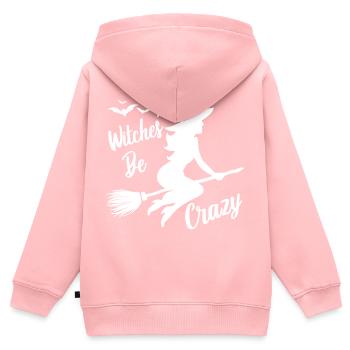 Hexe Hexenbesen Spruch Witches Be Crazy - Kinder Premium Organic Zip Hoodie - Rosa - Hinten - AI Model Kid Female (0cm)