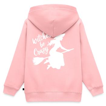 Hexe Hexenbesen Spruch Witches Be Crazy - Kinder Premium Organic Zip Hoodie - Rosa - Hinten - AI Model Kid Female (0cm)