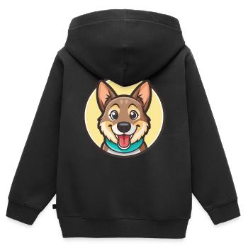 Mischling Hund Rasse Cartoon Figur Kawaii Clipart - Kinder Premium Organic Zip Hoodie - Schwarz - Hinten - AI Model Kid Male (0cm)