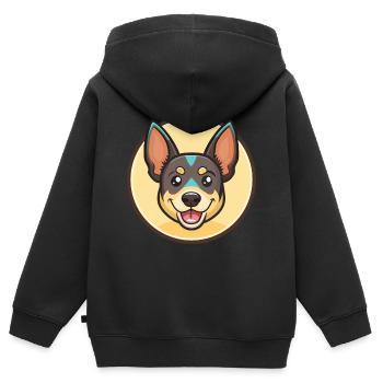 Lancashire talon chien race dessin animé Kawaii Clipart - Sweat Premium à capuche zippé enfant bio - noir - Dos - AI Model Kid Male (0cm)