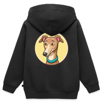Old Croatian Sighthound Dog Breed Cartoon Kawaii - Kids Premium Organic Zip-up Hoodie - black - Back - AI Model Kid Male (0cm)