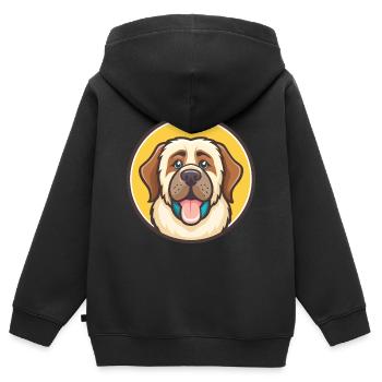 Pyrenäenmastiff-Hunderasse-Cartoon-Kawaii-Clipart - Kinder Premium Organic Zip Hoodie - Schwarz - Hinten - AI Model Kid Male (0cm)