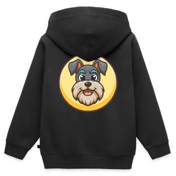 Schnauzer standard race de chien dessin animé Kawaii - Sweat Premium à capuche zippé enfant bio - noir - Dos - AI Model Kid Male (0cm)