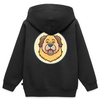 Tibetische Dogge Hund Rasse Karikatur Kawaii Clipart - Kinder Premium Organic Zip Hoodie - Schwarz - Hinten - AI Model Kid Male (0cm)