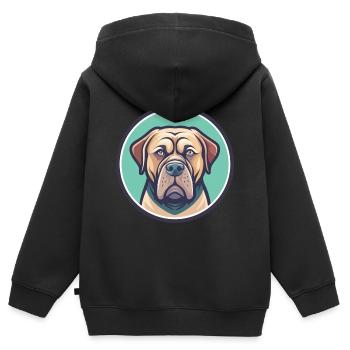 Alano Español Chien Race Dessin animé Kawaii Clipart Animal de compagnie - Sweat Premium à capuche zippé enfant bio - noir - Dos - AI Model Kid Male (0cm)