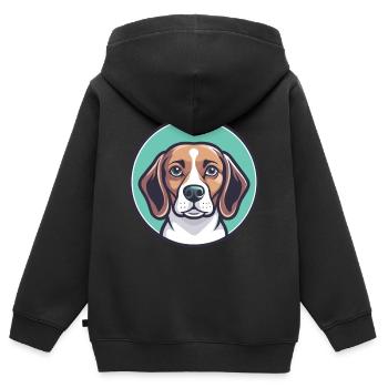 Beagle Harrier Hunderasse Cartoon Kawaii Clipart - Kinder Premium Organic Zip Hoodie - Schwarz - Hinten - AI Model Kid Male (0cm)