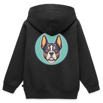 Braque Saint Germain Chien Race Dessin Animé Kawaii Pet - Sweat Premium à capuche zippé enfant bio - noir - Dos - AI Model Kid Male (0cm)