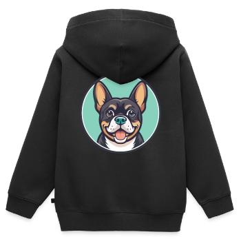 Cao De Castro Laboreiro Hunderasse Karikatur Kawaii - Kinder Premium Organic Zip Hoodie - Schwarz - Hinten - AI Model Kid Male (0cm)
