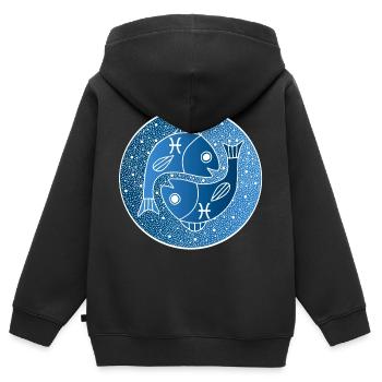 Fische Sternzeichen - Kinder Premium Organic Zip Hoodie - Schwarz - Hinten - AI Model Kid Male (0cm)