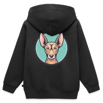 Cirneco Dell Etna Hunderasse Cartoon Kawaii Clipart - Kinder Premium Organic Zip Hoodie - Schwarz - Hinten - AI Model Kid Male (0cm)