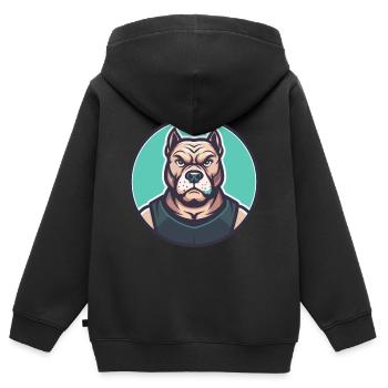 Cordoba Kampfhund Rasse Cartoon Kawaii Clipart - Kinder Premium Organic Zip Hoodie - Schwarz - Hinten - AI Model Kid Male (0cm)
