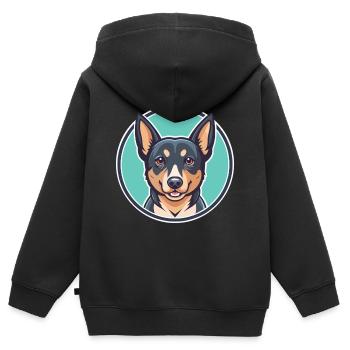 Lancashire talon chien race dessin animé Kawaii Clipart - Sweat Premium à capuche zippé enfant bio - noir - Dos - AI Model Kid Male (0cm)