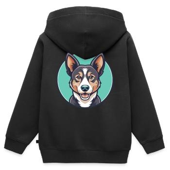 Mischling Hund Rasse Cartoon Figur Kawaii Clipart - Kinder Premium Organic Zip Hoodie - Schwarz - Hinten - AI Model Kid Male (0cm)