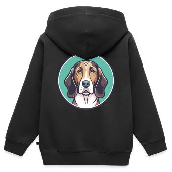 Norman Hound Chien Race Dessin animé Kawaii Clipart Animal de compagnie - Sweat Premium à capuche zippé enfant bio - noir - Dos - AI Model Kid Male (0cm)