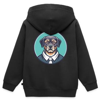Portuguese Watchdog Dog Breed Funny Cartoon Kawaii - Kids Premium Organic Zip-up Hoodie - black - Back - AI Model Kid Male (0cm)