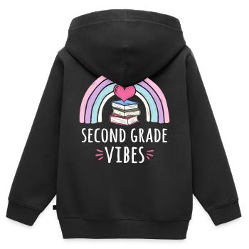 Zweite Klasse Stimmung - Kinder Premium Organic Zip Hoodie - Schwarz - Hinten - AI Model Kid Male (0cm)