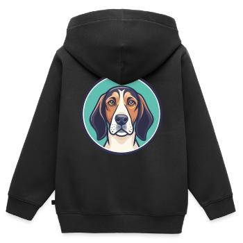 Treeing Walker Coonhound Dog Breed Cartoon Kawaii - Kids Premium Organic Zip-up Hoodie - black - Back - AI Model Kid Male (0cm)