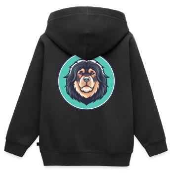 Tibetische Dogge Hunderasse Karikatur Kawaii Clipart - Kinder Premium Organic Zip Hoodie - Schwarz - Hinten - AI Model Kid Male (0cm)
