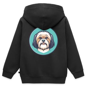 Tibetische Kyi Apso Hunderasse Cartoon Kawaii Clipart - Kinder Premium Organic Zip Hoodie - Schwarz - Hinten - AI Model Kid Male (0cm)