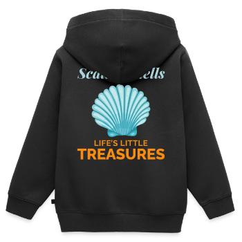 Pétoncles Coquillages Collector Beachcomber Crustacés - Sweat Premium à capuche zippé enfant bio - noir - Dos - AI Model Kid Male (0cm)