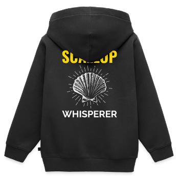 Pétoncles Coquillages Collector Beachcomber Crustacés - Sweat Premium à capuche zippé enfant bio - noir - Dos - AI Model Kid Male (0cm)
