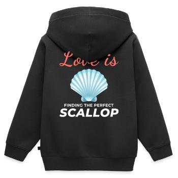 Pétoncles Coquillages Collector Beachcomber Crustacés - Sweat Premium à capuche zippé enfant bio - noir - Dos - AI Model Kid Male (0cm)