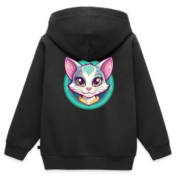 Bambino Katze Rasse Karikatur Kawaii Tier Haustier - Kinder Premium Organic Zip Hoodie - Schwarz - Hinten - AI Model Kid Male (0cm)