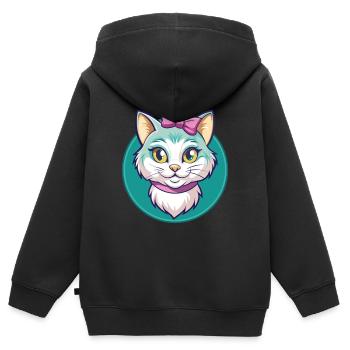 Chantilly Tiffany Katzenrasse Karikatur Kawaii Tier - Kinder Premium Organic Zip Hoodie - Schwarz - Hinten - AI Model Kid Male (0cm)