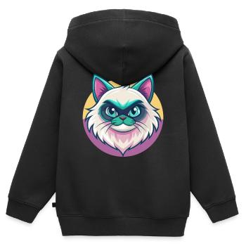 Himalaya-Katzenrasse Karikatur Kawaii Tier Haustier - Kinder Premium Organic Zip Hoodie - Schwarz - Hinten - AI Model Kid Male (0cm)