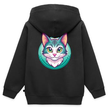 Hauskatze Rasse Karikatur Kawaii Tier Haustier - Kinder Premium Organic Zip Hoodie - Schwarz - Hinten - AI Model Kid Male (0cm)
