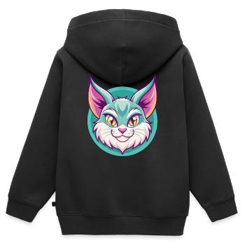 Pixie Bob Katze Rasse Cartoon Kawaii Tier Haustier - Kinder Premium Organic Zip Hoodie - Schwarz - Hinten - AI Model Kid Male (0cm)