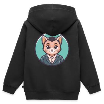 Bambino Katze Rasse Karikatur Kawaii Tier Haustier - Kinder Premium Organic Zip Hoodie - Schwarz - Hinten - AI Model Kid Male (0cm)