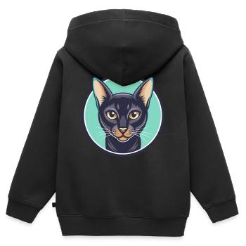 Bombay Chat Race Dessin Animé Kawaii Animal Pet - Sweat Premium à capuche zippé enfant bio - noir - Dos - AI Model Kid Male (0cm)