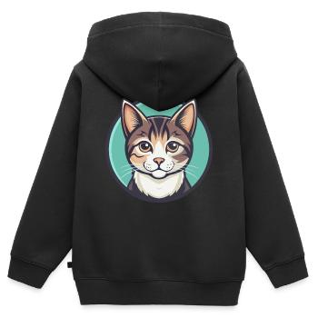 Hauskatze Rasse Karikatur Kawaii Tier Haustier - Kinder Premium Organic Zip Hoodie - Schwarz - Hinten - AI Model Kid Male (0cm)